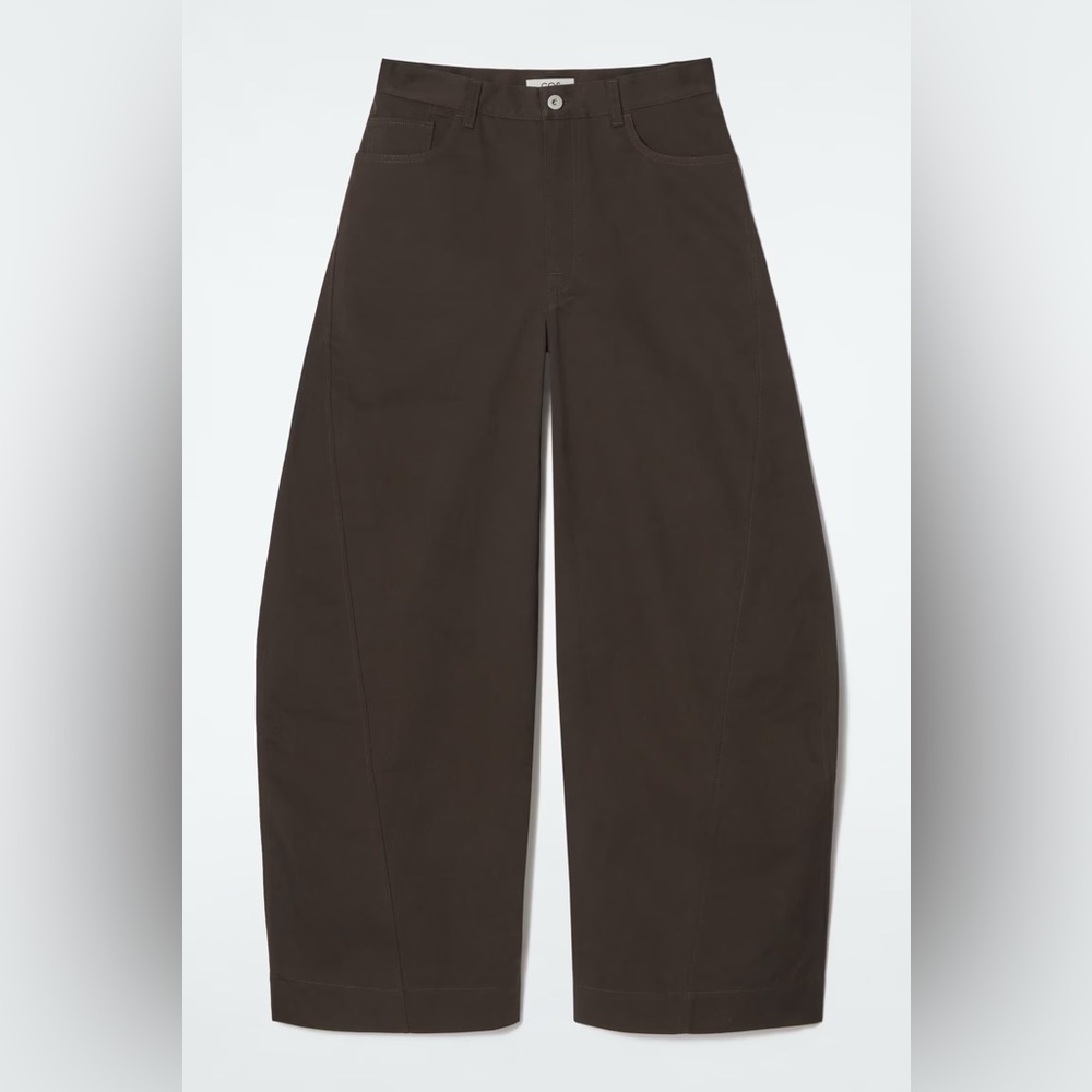 COS deconstructed cotton barrel leg pants